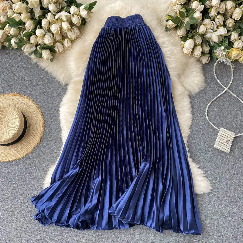 Trendy Light Luxury Pleated Mid-length Skirt Mimarta
