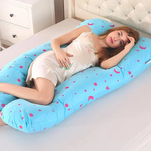 Sleeping Support Pillow For Pregnant Women Body PW12 100% Cotton Rabbit Print U Shape Maternity Pillows Pregnancy Side Sleepers Rieworkes