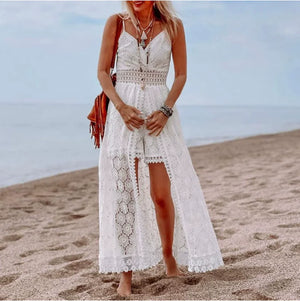 White Boho Lace Maxi Dress Rieworkes