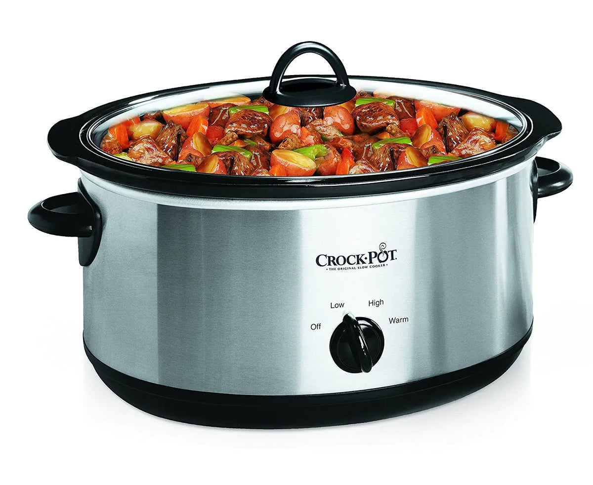Crock-Pot 7 Quart Oval Manual Slow Cooker Stainless Steel (SCV700-S-BR) Versatile Cookware for Large Families or Entertaining Rieworkes
