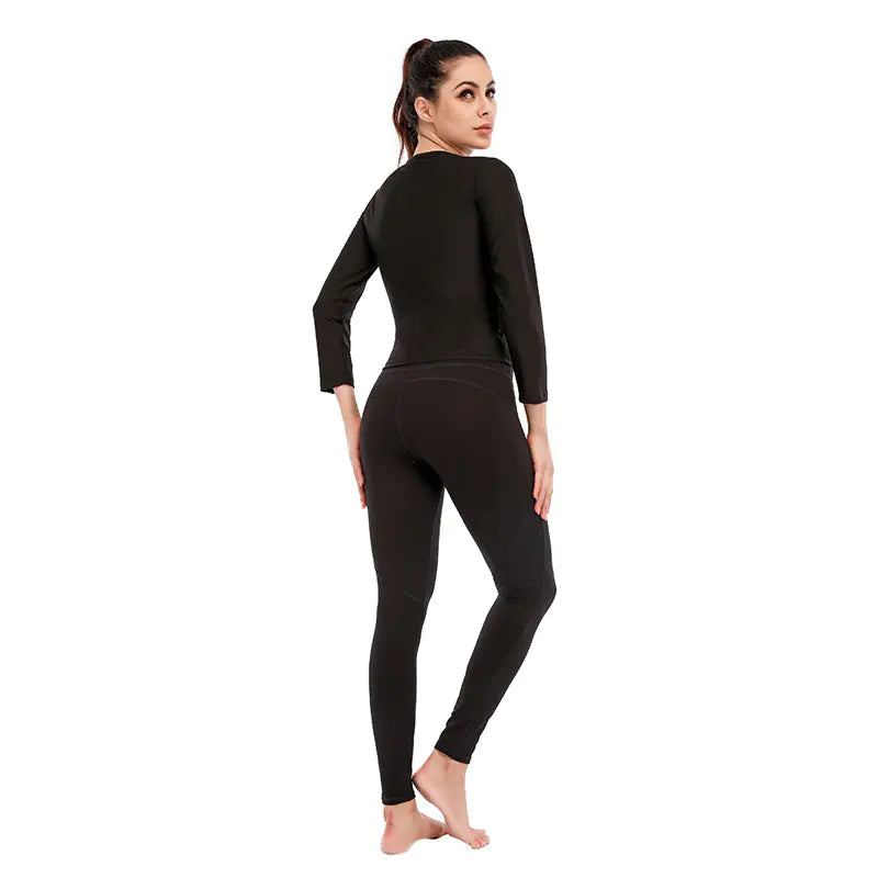 New Women's Long Sleeve Silver Sweat Yoga Set Mimarta