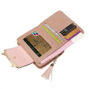 Cute Cat Ears Leather Vintage Tassel Women Wallet Rieworkes