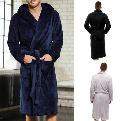 Bathrobe Winter Warm Casual Flannel Robe Rieworkes
