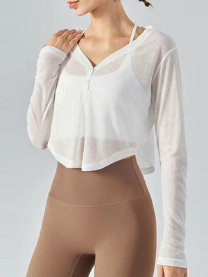 V-Neck Long Sleeve Yoga Top Sports Shirt Rieworkes