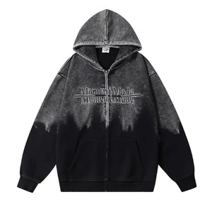 Inkjet Gradient Letter Hooded Jacket Men Rieworkes