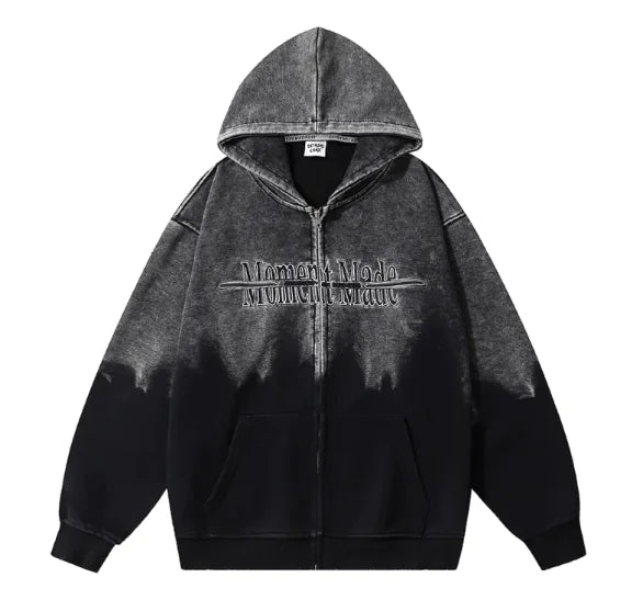 Inkjet Gradient Letter Hooded Jacket Men Rieworkes