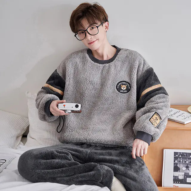 Men's Thickened Plush Winter Home Suit for Autumn/Winter Mimarta