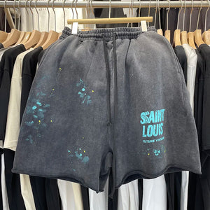SAINT LOUIS Handmade Ink Spray Retro Style Shorts Mimarta