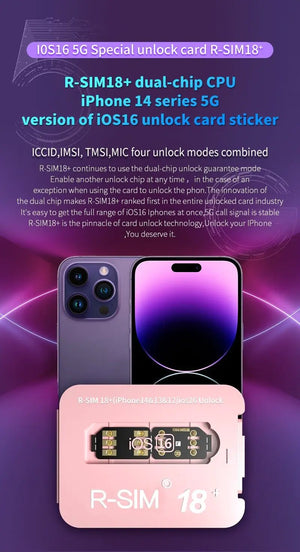 R-SIM18+ RSIM 18+ Nano Unlock Card For iPhone 14 Plus 13 12 11 Pro Max XR iOS 16 Rieworkes