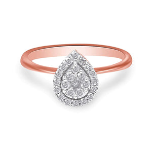 10K Rose Gold 3/8 Cttw Round - Cut Diamond Pear Promise Ring (I - J Color, I2 - I3 Clarity) - Rieworkes