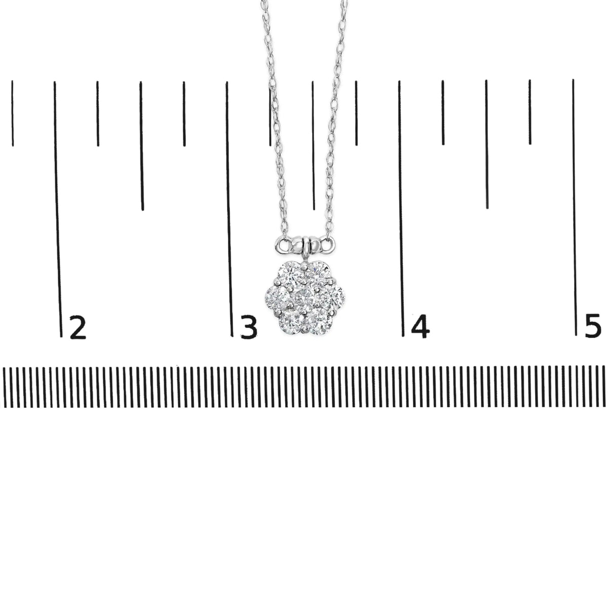 10K White Gold 3.0 Cttw Round - Cut Diamond 7 Stone Cluster Station Necklace (H - I Color, I1 - I2 Clarity) - 18" - Rieworkes
