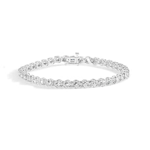 10K White Gold 3.00 Cttw Miracle Set Diamond Bezel Link Style Tennis Bracelet (H - I Color, I2 - I3 Clarity) - 7.5" - Rieworkes