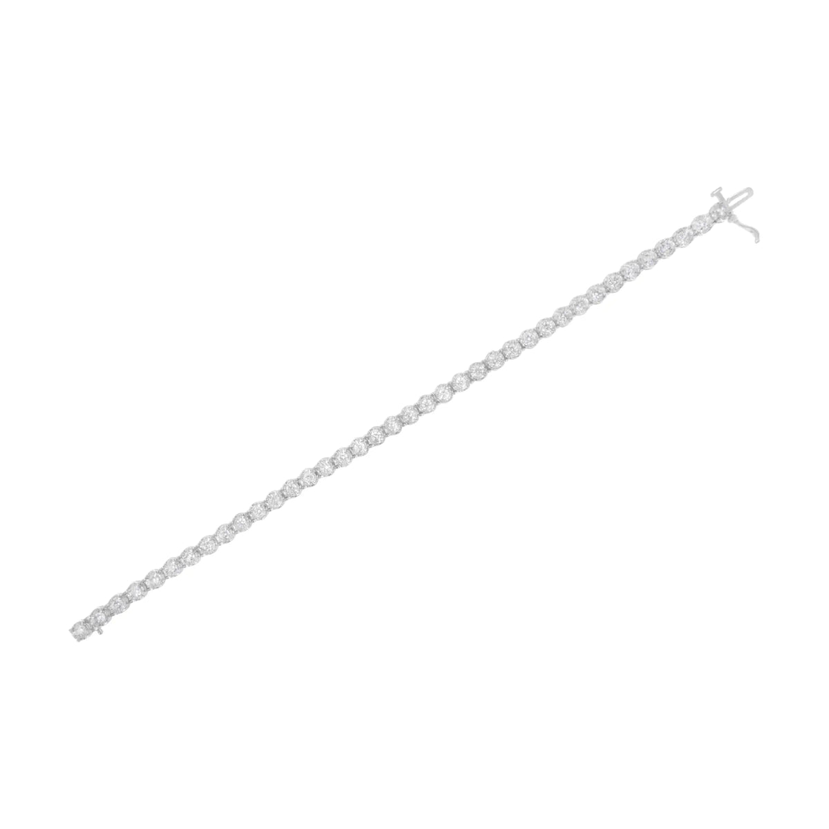 10K White Gold 3.00 Cttw Miracle Set Diamond Bezel Link Style Tennis Bracelet (H - I Color, I2 - I3 Clarity) - 7.5" - Rieworkes