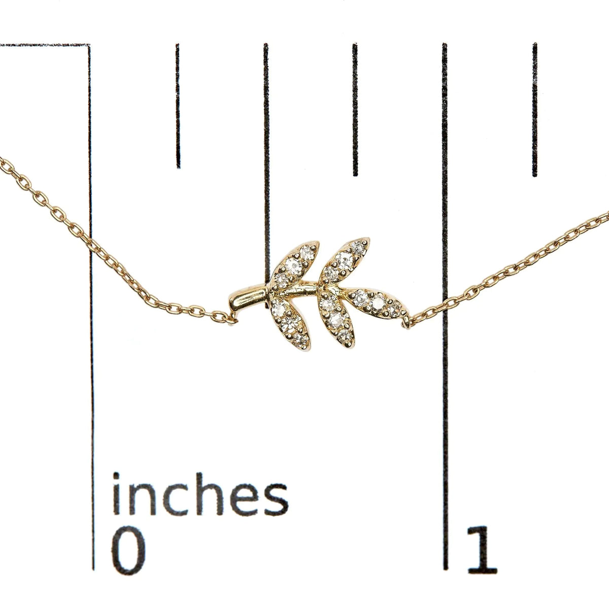 10K Yellow Gold 1/10 Cttw Diamond Leaf and Branch 18" Pendant Necklace (H - I Color, I1 - I2 Clarity) - Rieworkes