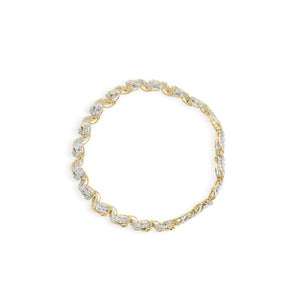 10K Yellow Gold 4.00 Cttw Diamond Floral Design Spiral Link 7.50" Bracelet (I - J Color, I2 - I3 Clarity) - Rieworkes