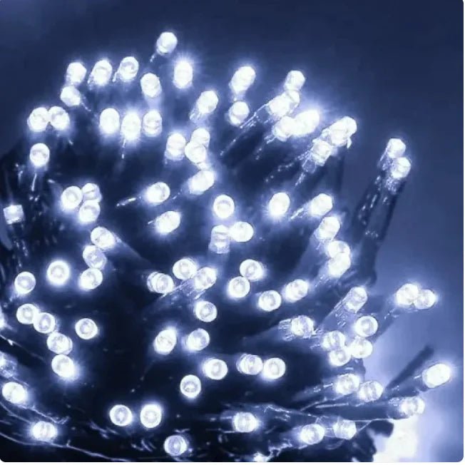 10M LED String Lights with 100 Flashing Bulbs & Black Wire - Rieworkes