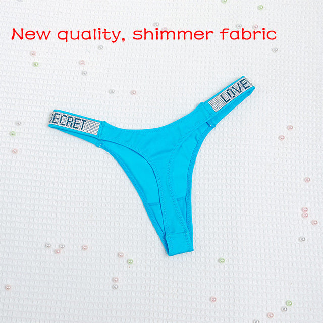 Low Waist Rhinestone Thong Panties for Women Fitness Mimarta