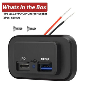 12 - 24V 4.8A Dual USB PD QC3.0 Car Boat RV Fast Charger Socket LED Power Outlet - Rieworkes