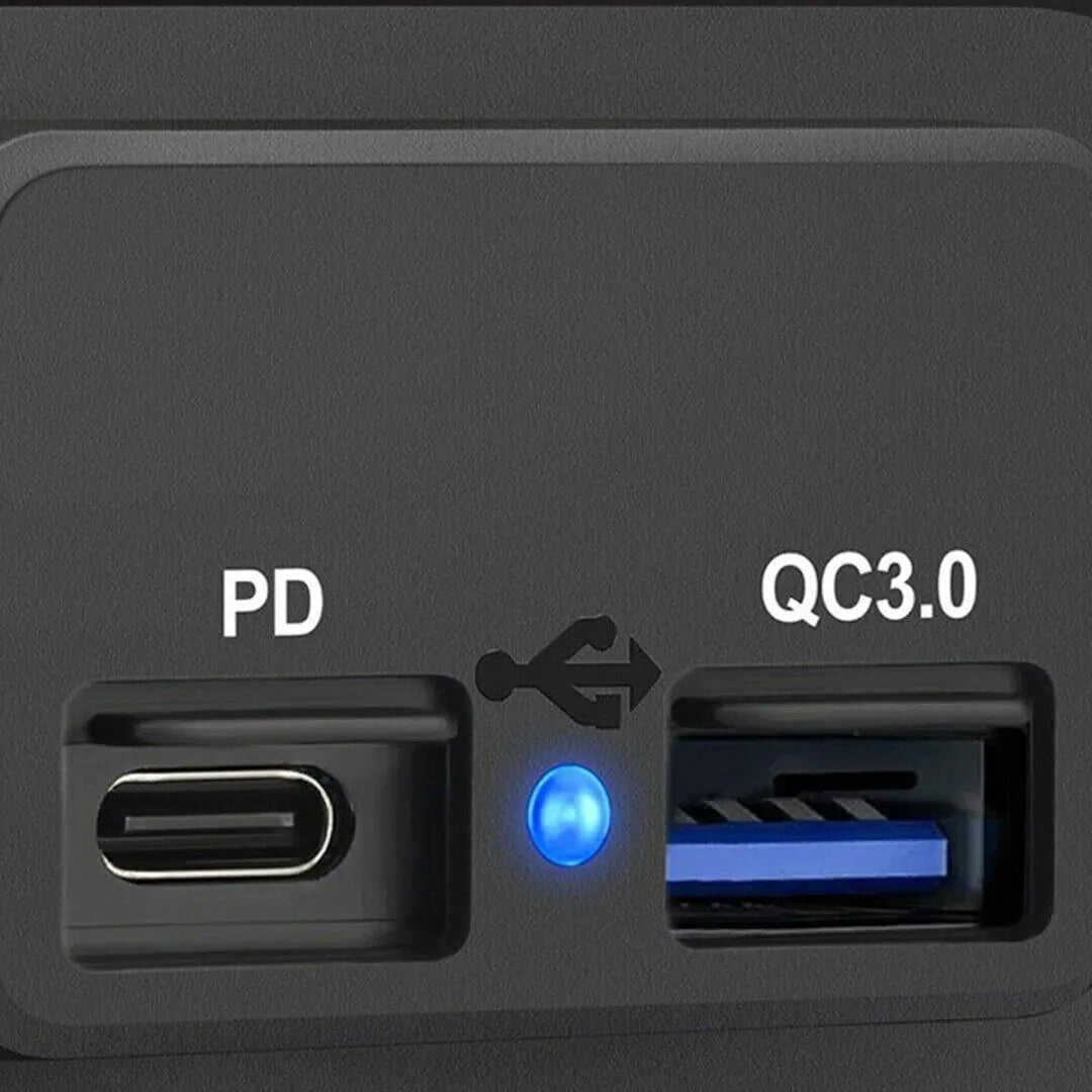 12 - 24V 4.8A Dual USB PD QC3.0 Car Boat RV Fast Charger Socket LED Power Outlet - Rieworkes