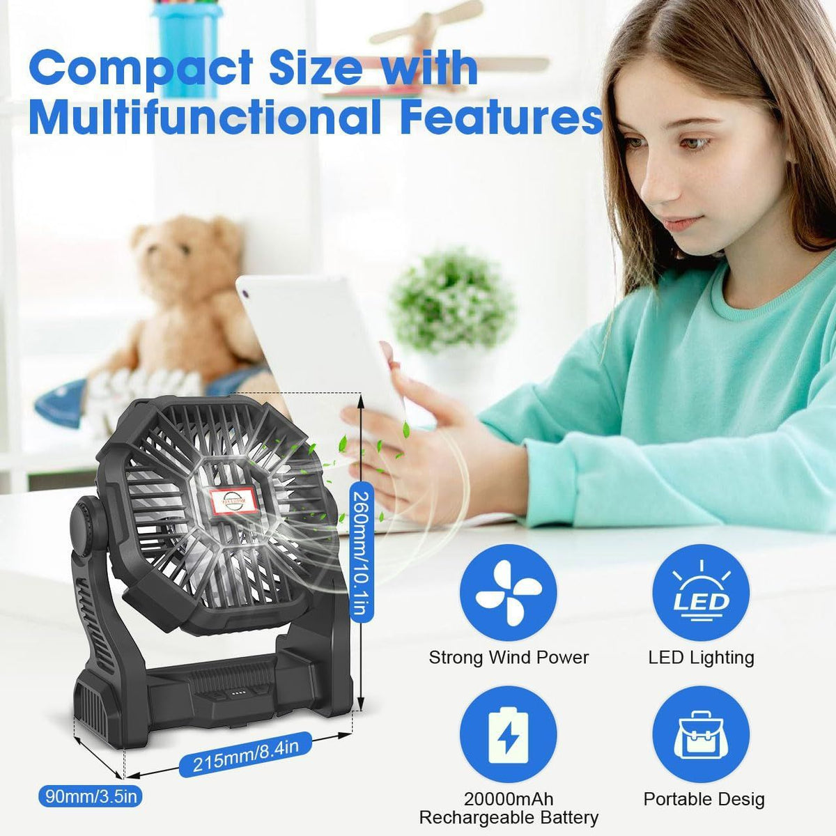 Portable Outdoor Rechargeable Camping Fan Mimarta
