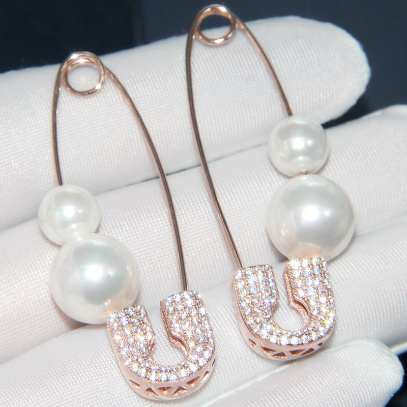 S925 Silver Earrings with Crystal Pearl Studs Mimarta