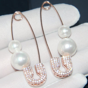 S925 Silver Earrings with Crystal Pearl Studs Mimarta