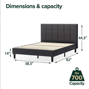 Upholstered Platform Bed Square Stitch - King Rieworkes