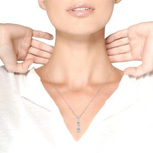 14K Gold Round Diamond Three - Stone Drop Pendant 18" Necklace - (H - I Color, SI1 - SI2 Clarity) - Rieworkes