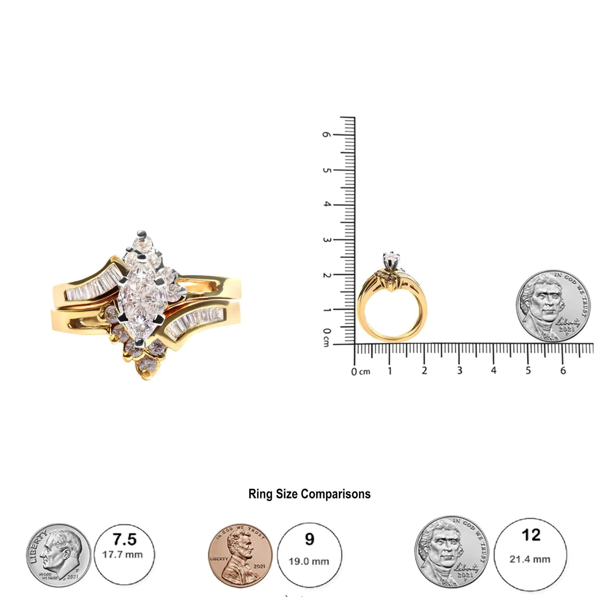 14K Two Tone 3/4 Cttw Diamond Engagement Ring Set (H - I Color, SI1 - SI2 Clarity) - Rieworkes