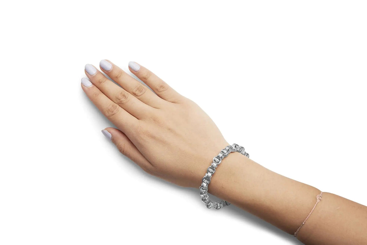 14K White Gold 1/2 Cttw Diamond Knotted Byzantine Link Bracelet (H - I Color, I2 - I3 Clarity) - 7" Inches - Rieworkes