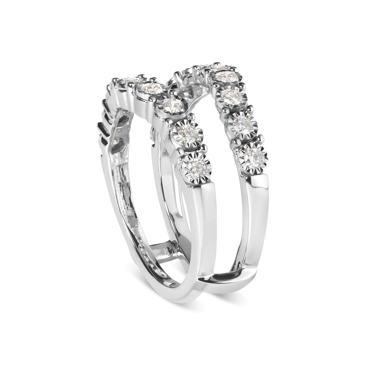 14k White Gold 1/2 Cttw Miracle Set Diamond Enhancer Wrap Ring Guard (H - I Color, I1 - I2 Clarity) - Rieworkes