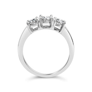 14K White Gold 1/2 Cttw Miracle Set Round Lab Grown Diamond Three Stone Illusion Plate Ring (F - G Color, VS1 - VS2 Clarity) - Rieworkes