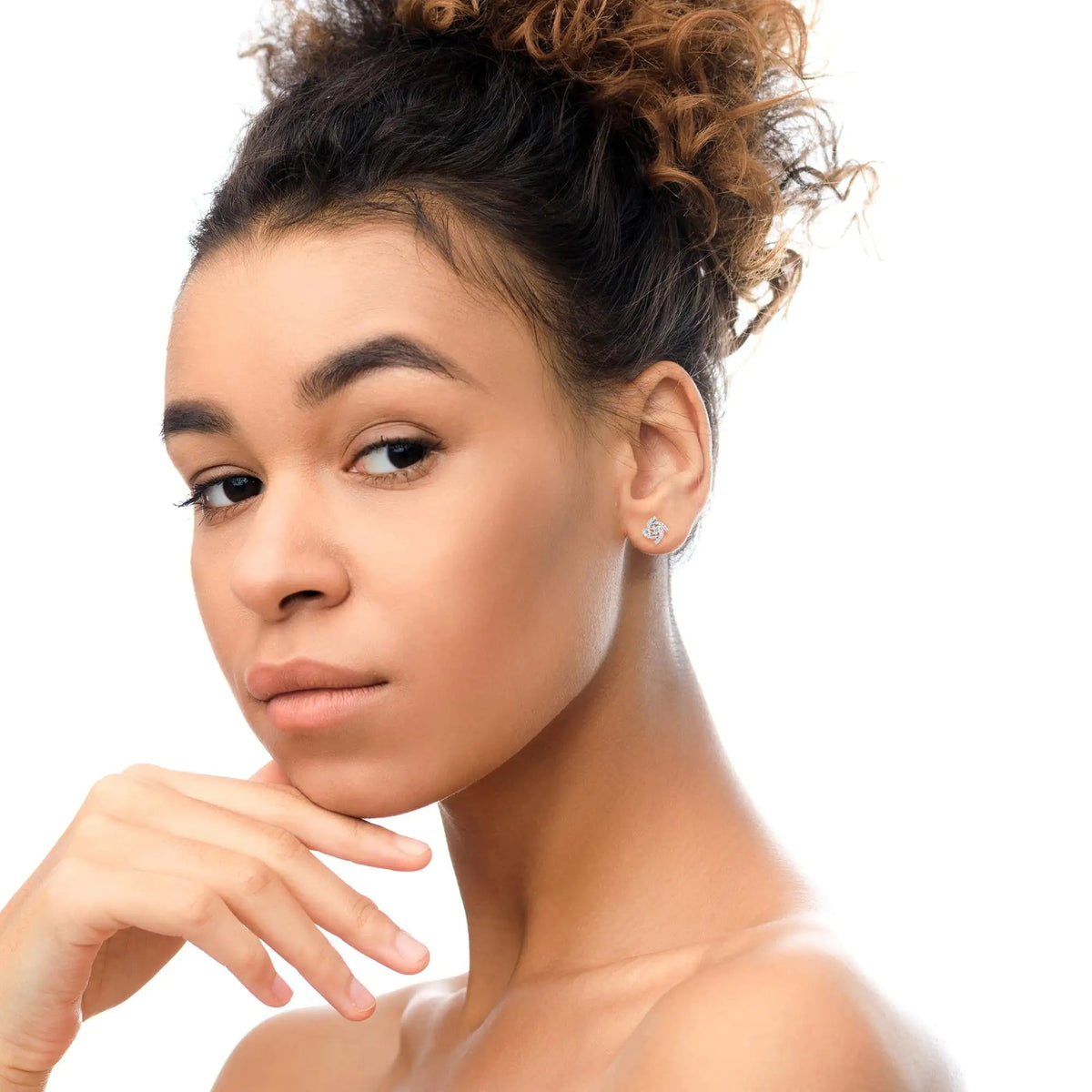 14K White Gold 1/3 Cttw Round Diamond Spiral Earring Jacket for 4mm Round Studs (G - H Color, VS2 - SI1 Clarity) - Rieworkes