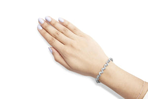 14K White Gold 2.00 Cttw Diamond Cluster and Spiral Link Bracelet (I - J Color, I1 - I2 Clarity) - 7" - Rieworkes