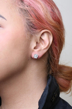 14K White Gold 2.00 Cttw Lab Grown Diamond Cluster Stud Earrings (G - H Color, VS1 - VS2 Clarity) - Rieworkes