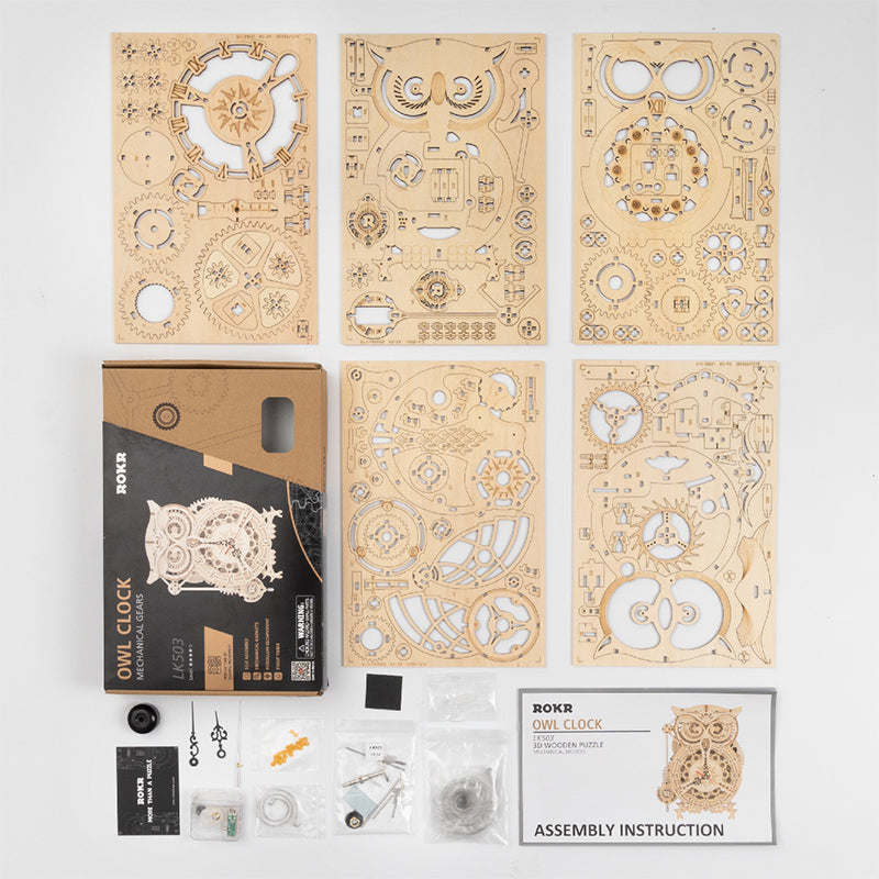 DIY Wooden Mechanical Owl Clock Model for Home Decor Mimarta