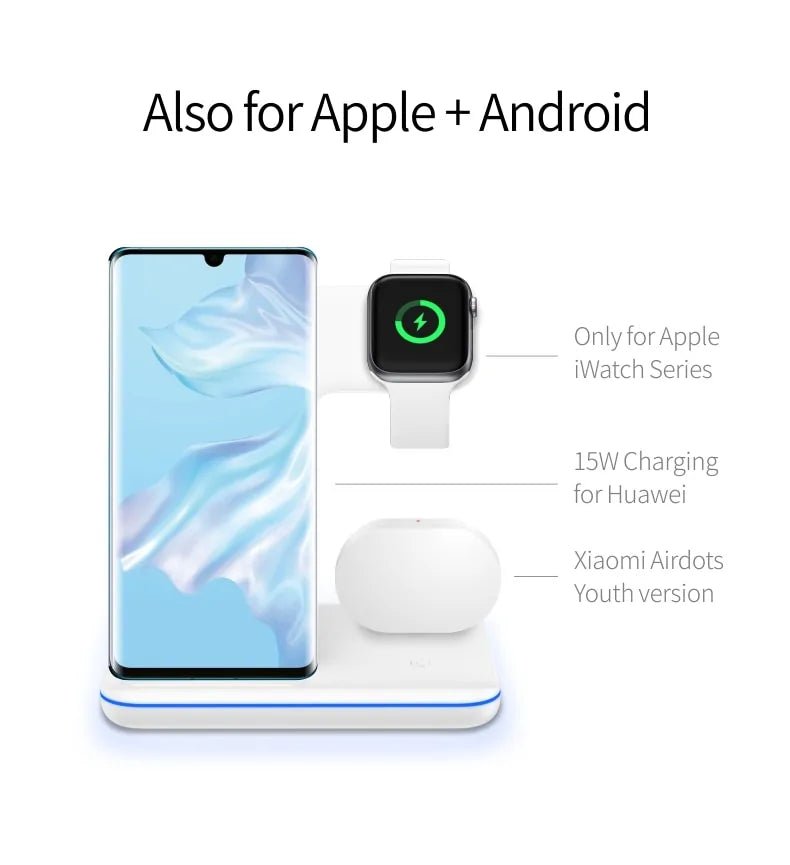 15W Qi Wireless Charger for iPhone, Samsung, Apple Watch, Airpods - Rieworkes