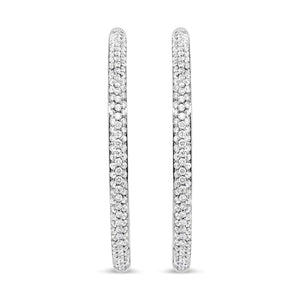 18K White Gold 2.00 Cttw Round - Cut Diamond Inner - Outer Hoop Earrings (F - G Color, VS1 - VS2 Clarity) - Rieworkes