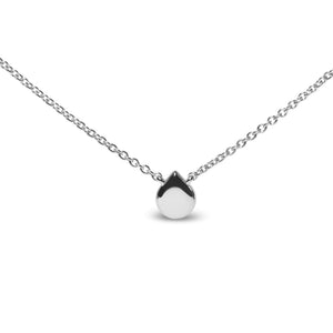 18K White Gold Diamond Accent and 1mm Round Blue Sapphire Gemstone Halo Teardrop Pendant Necklace (G - H Color, SI1 - SI2 Clarity) - Adjustable up to 15.5" - 17" - Rieworkes