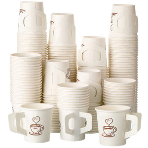 Tessco 4 oz Disposable Espresso Paper Cups with Handle 200 Count Ideal for Coffee Tea Cocoa Juice and More Mimarta