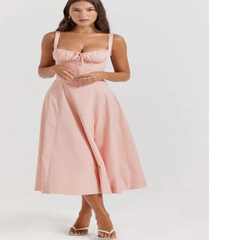 Parisian Dress - Waist Shaping Floral Maxi Dress (One Piece) Mimarta