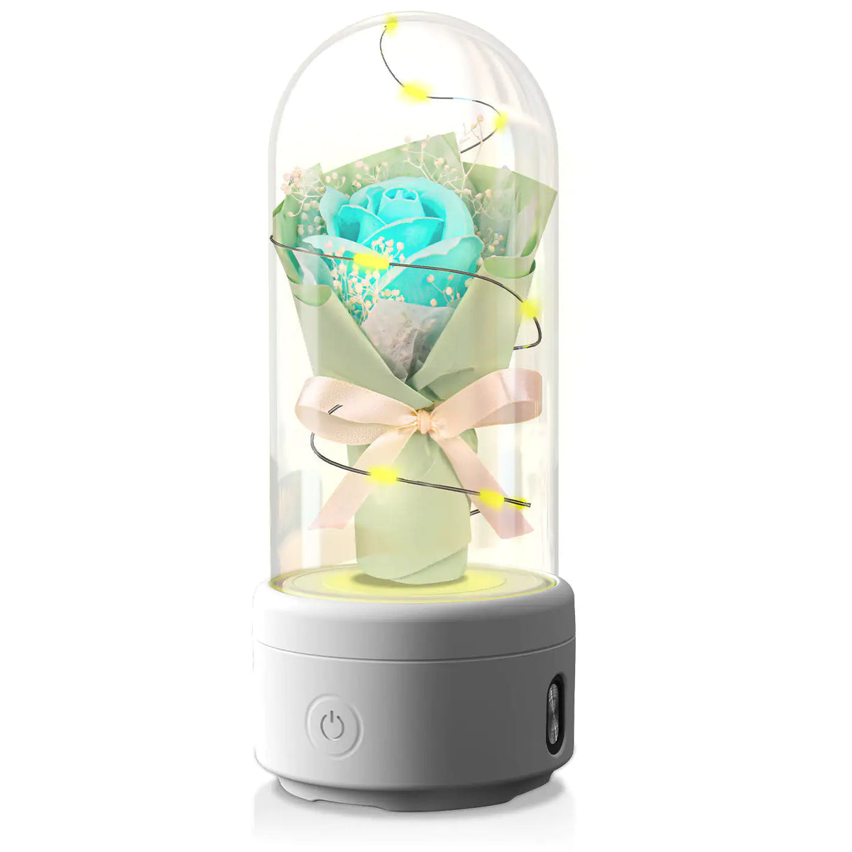 Creative 2 In 1 Bouquet LED Light And Bluetooth-compatible Speaker Mother's Day Gift Rose Luminous Night Light Ornament In Glass Cover Rieworkes