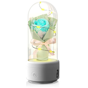 Creative 2 In 1 Bouquet LED Light And Bluetooth-compatible Speaker Mother's Day Gift Rose Luminous Night Light Ornament In Glass Cover Rieworkes