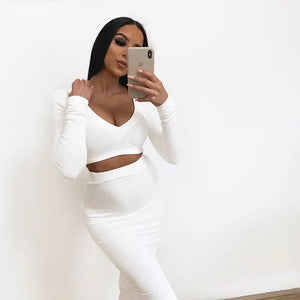 New Women's Cotton Long Sleeve Dress Set for Fall/Winter Mimarta