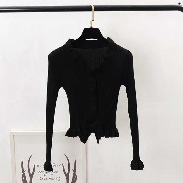Women Ruffles Sweaters Cardigans Rieworkes