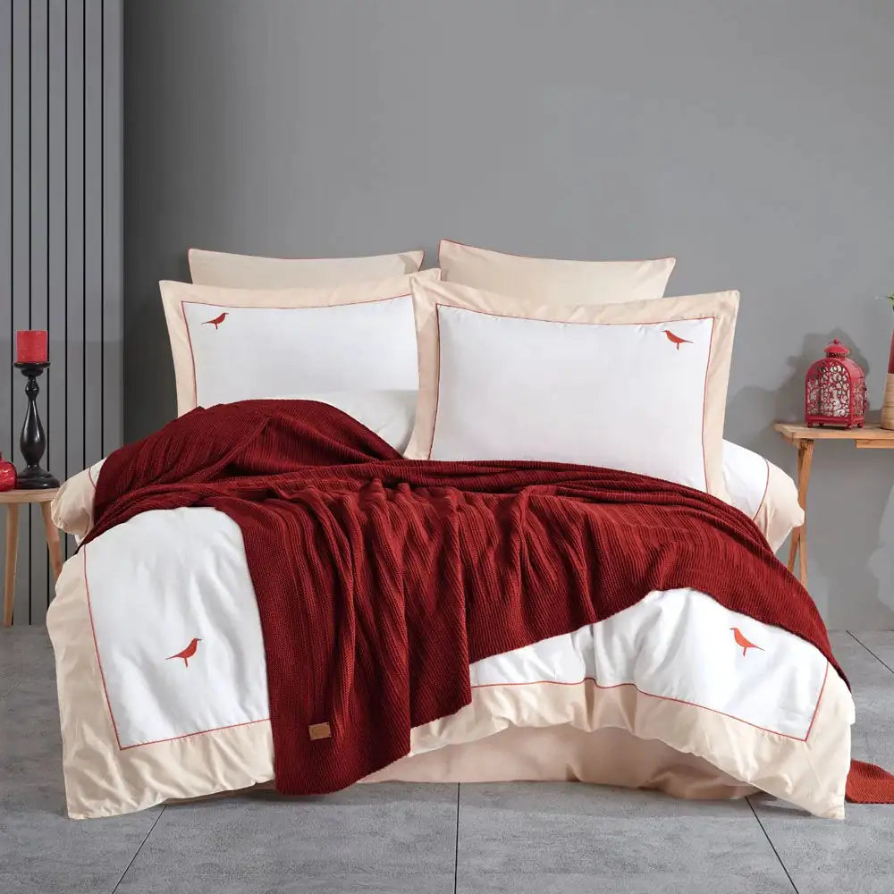 Hobby Double New Fancy Blanket Set - Bordeaux Rieworkes