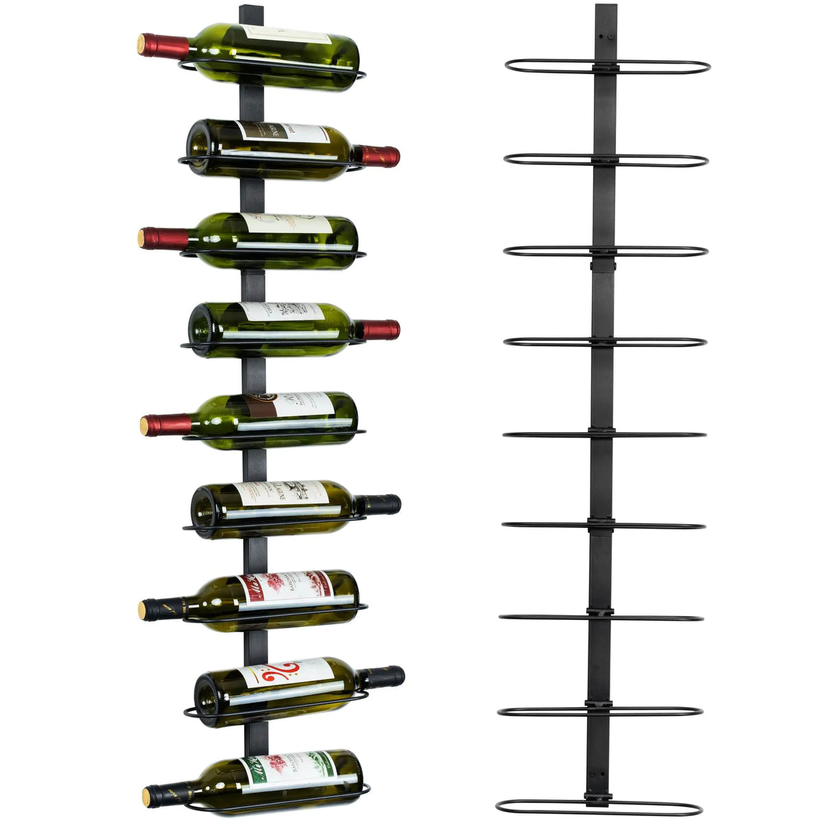 AQAREA Wall Mounted Wine Rack: 9-Bottle Metal Wine Holder - Wall Wine Storage Organizer Shelf Mimarta