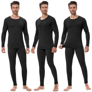 URATOT 3 Sets Mens Thermal Underwear Set Fleece Lined Long Johns Thermal Underwear Base Layer Set for Men Cold Winter Black Mimarta