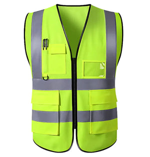 Reflective Safety Vest – Multi-Pocket Zipper Design for Construction & Roadwork Mimarta