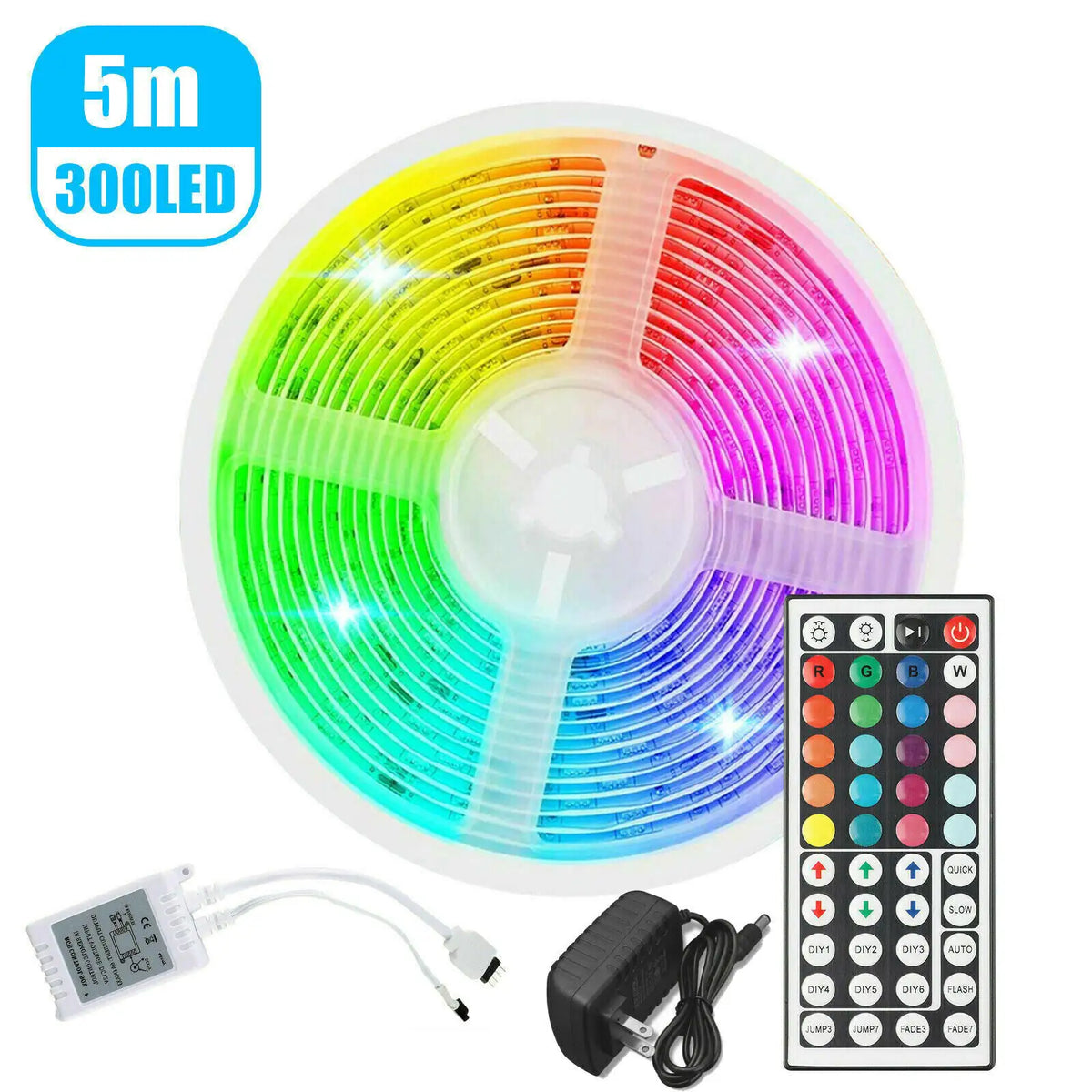 32FT LED SMD Strip Light Flexible 3528 RGB Remote Fairy Lights Room TV Party Bar Rieworkes